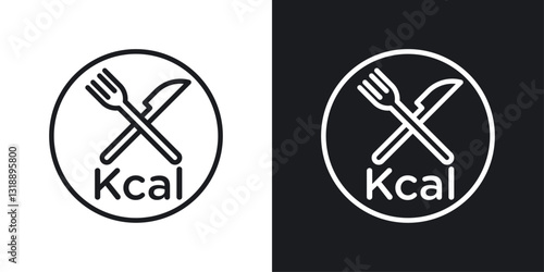 Kcal icons set in black and white stroke lines