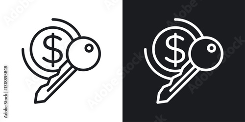 Key revenue icons set in black and white stroke lines