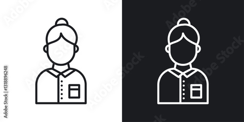 Maid icons set in black and white stroke lines