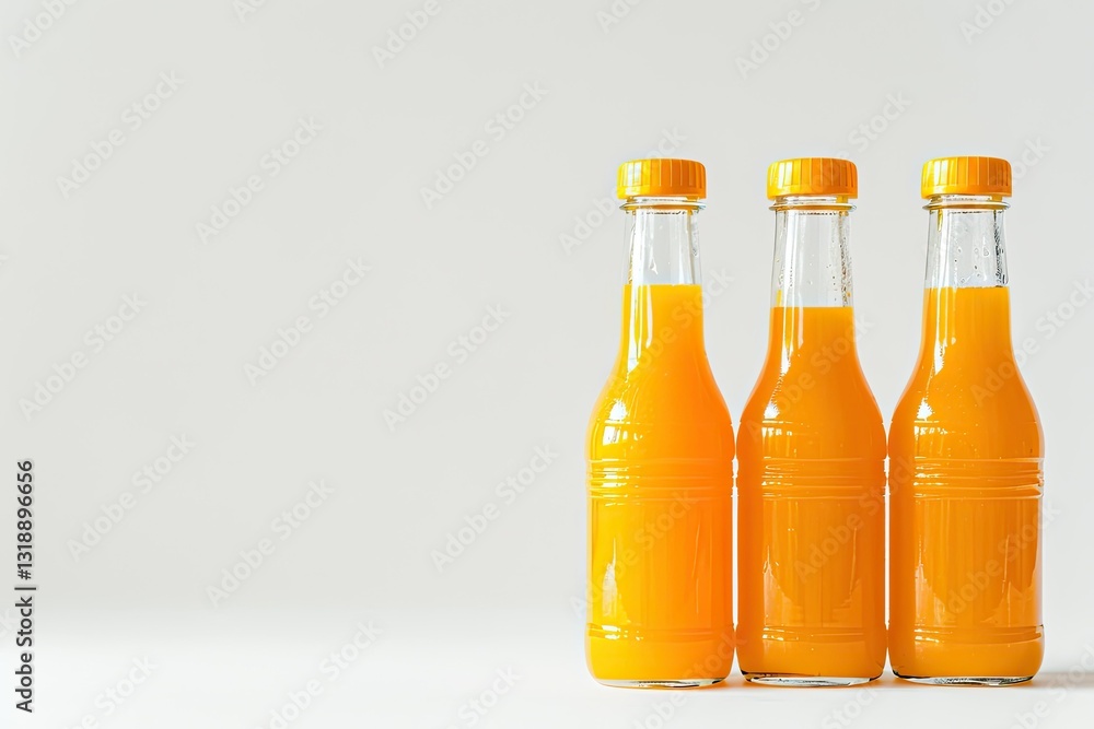 Pixel Perfect Image of Bottles of Fresh Orange Juice Isolated on White Background Pixel Perfect Image of Bottles of Fresh Orange Juice Isolated on White Background
