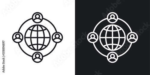 Outsourcing icons set in black and white stroke lines