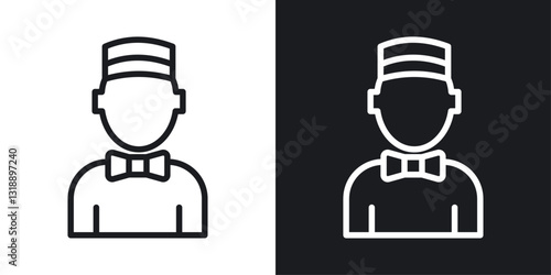 Porter icons set in black and white stroke lines
