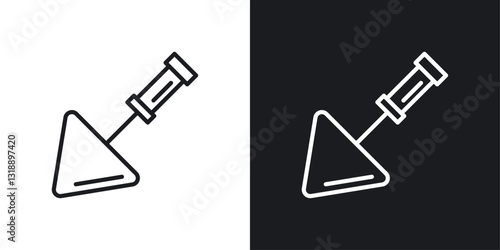 Putty knife icons set in black and white stroke lines