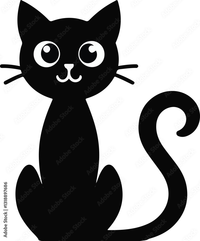 Fototapeta premium Funny cat vector silhouette in pose