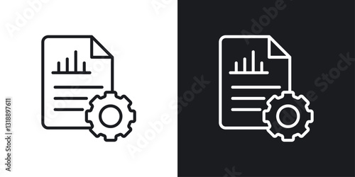 Report icons set in black and white stroke lines