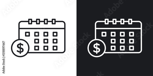 Salary day icons set in black and white stroke lines