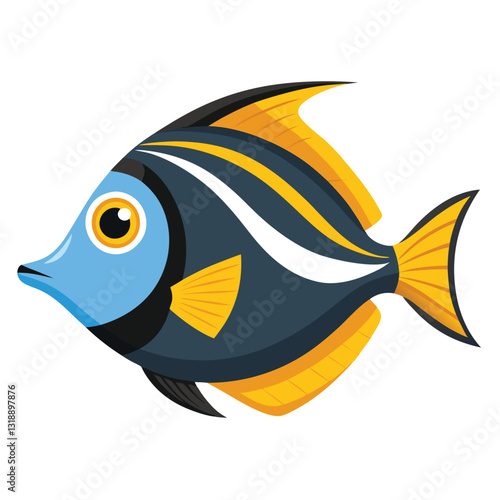 tang fish vector isolated image on white backgrounder 