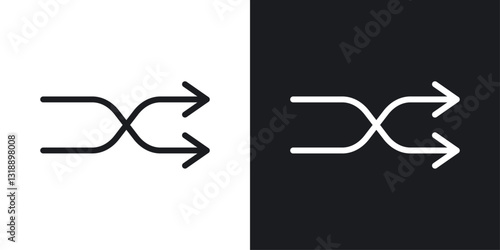 Shuffle arrow icons set in black and white stroke lines