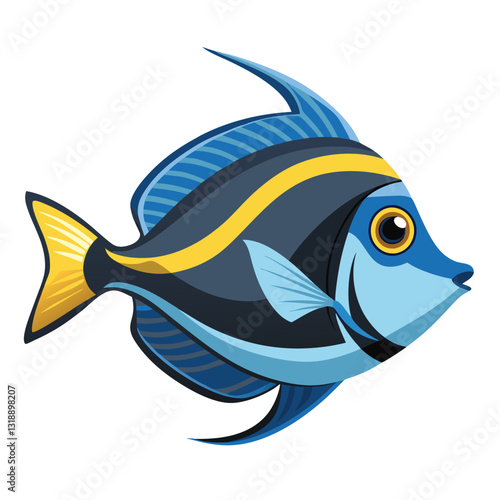 tang fish vector isolated image on white backgrounder 