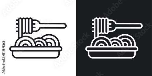 Spaghetti icons set in black and white stroke lines