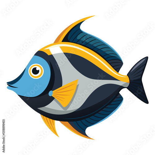 tang fish vector isolated image on white backgrounder 