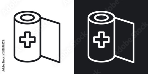 Sterile gauze icons set in black and white stroke lines