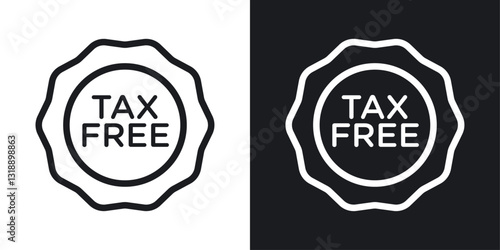Tax free icons set in black and white stroke lines