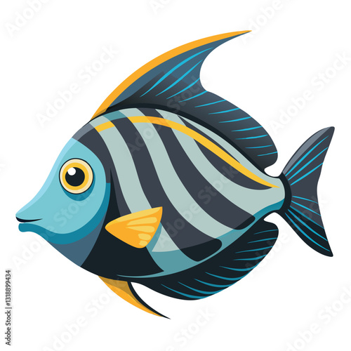 tang fish vector isolated image on white backgrounder 