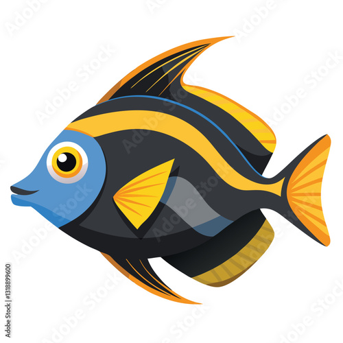 tang fish vector isolated image on white backgrounder 