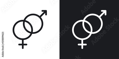 Unisex icons set in black and white stroke lines
