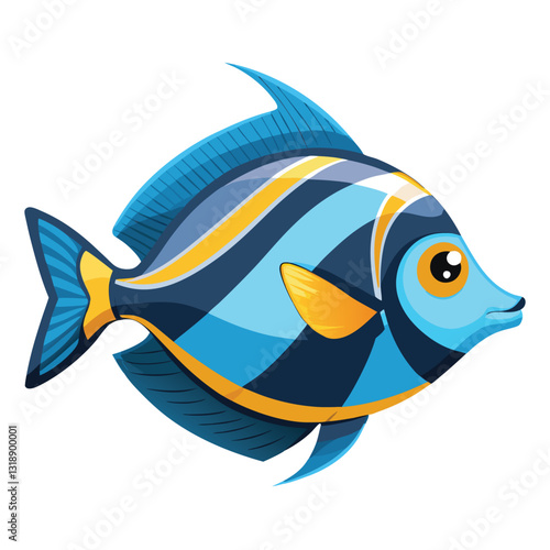 tang fish vector isolated image on white backgrounder 