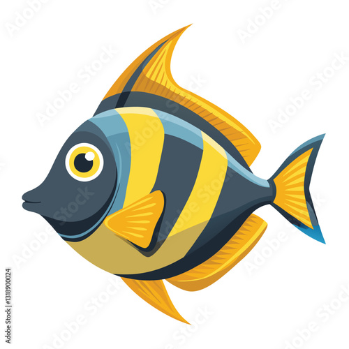 tang fish vector isolated image on white backgrounder 