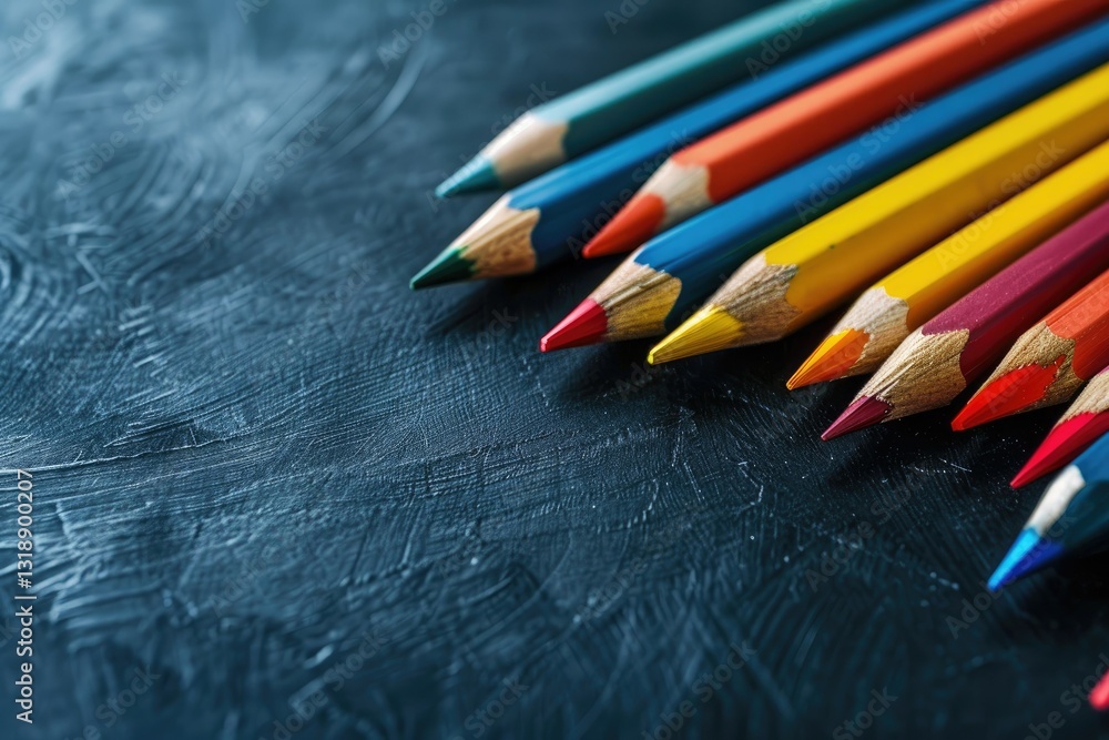 High Definition Picture of a Collection of Pencils Pens and Pencils Are Arranged on a Blue Surface High Definition Picture of a Collection of Pencils Pens and Pencils Are Arranged on a Blue Surface