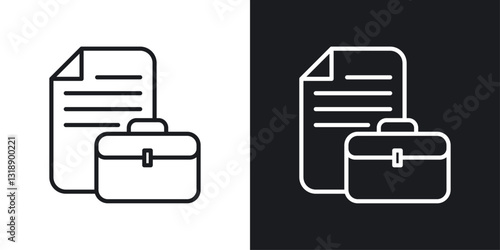 Work history icons set in black and white stroke lines