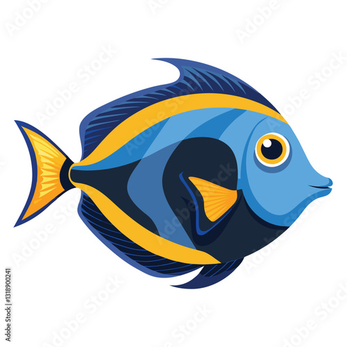 tang fish vector isolated image on white backgrounder 