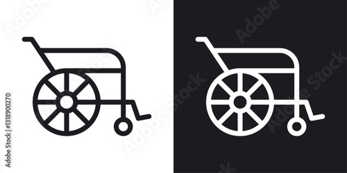 Wheelchair icons set in black and white stroke lines