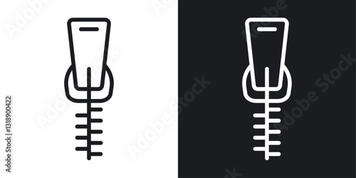 Zipper tool icons set in black and white stroke lines