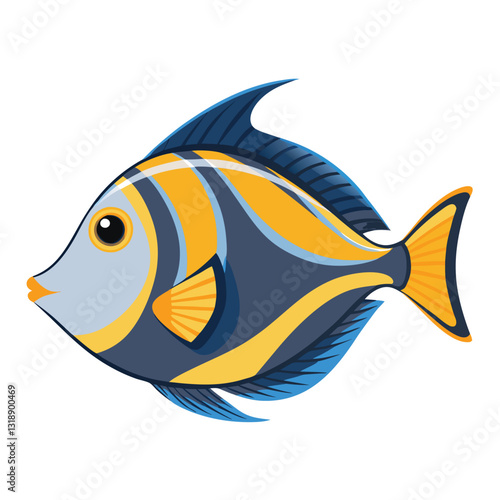 tang fish vector isolated image on white backgrounder 