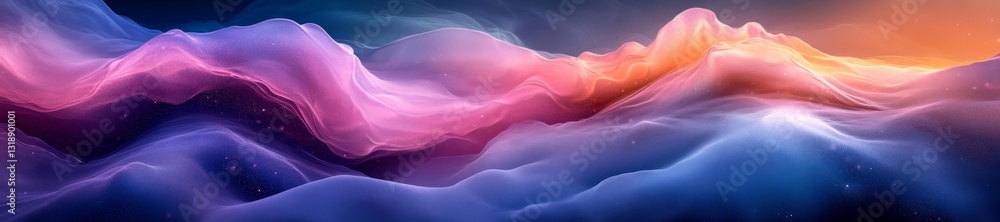 Fototapeta premium Soft Gradient of Lavender Pink and Blue with Liquid Waves and Gentle Bubbling. Generative AI