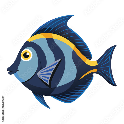 tang fish vector isolated image on white backgrounder 