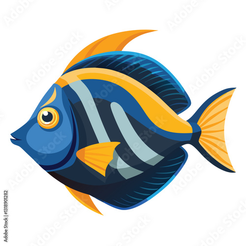 tang fish vector isolated image on white backgrounder 