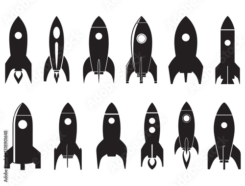 ROCKETS SILHOUETTE WHITE BACKGROUND