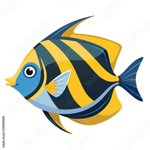 tang fish vector isolated image on white backgrounder 