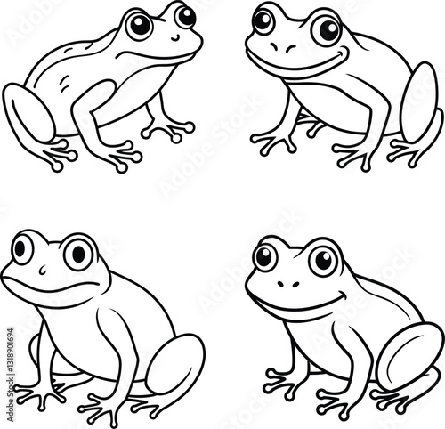 Frog Coloring Pages line art design