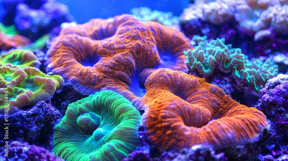 Obraz premium Coral Reef Close-Up: Vibrant Sea Life & Intricate Marine Ecosystem 