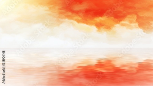 Orange And Yellow Sunset Over Calm Ocean Water