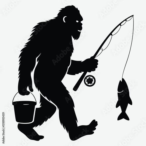 Bigfoot silhouette on white background Bigfoot silhouettes and bigfoot concept silhouette vector