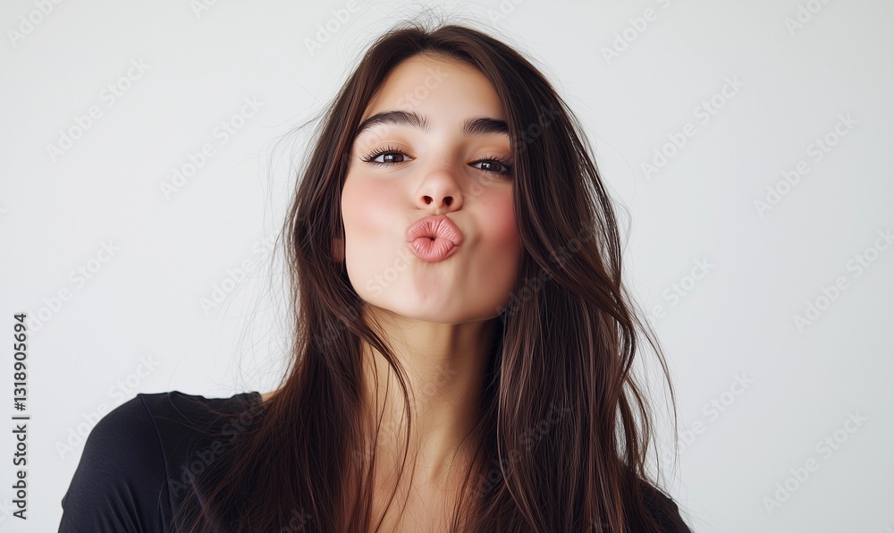 Fototapeta premium Young Woman Making a Kissing Face