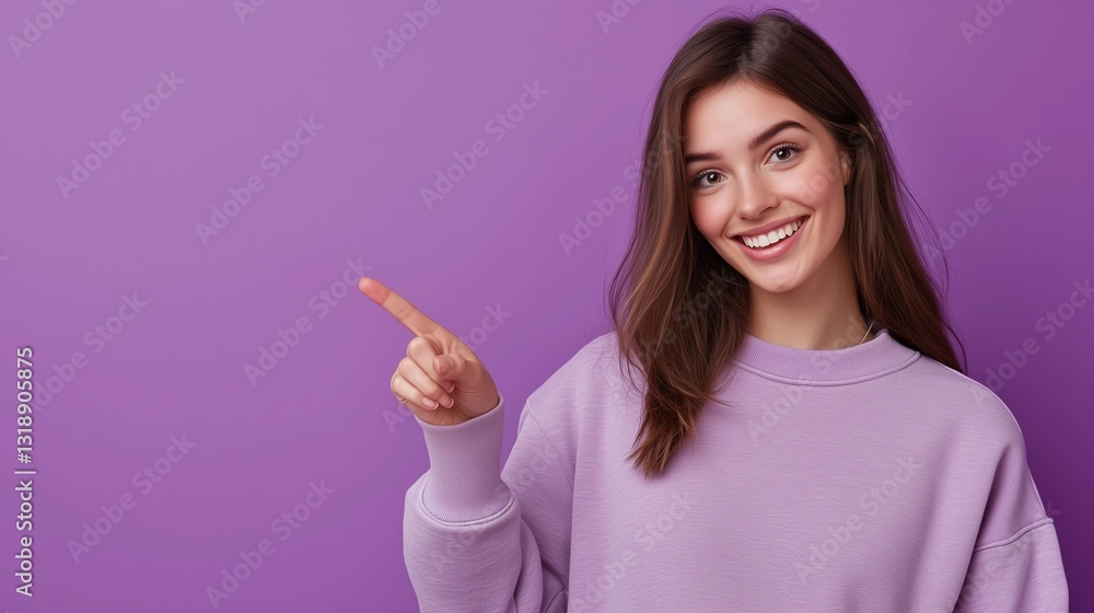 Woman Pointing to Copy Space Woman Pointing to Copy Space
