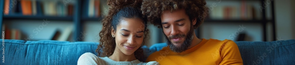 Couple Enjoying Smart Thermostat App to Adjust Home Heat Settings. Generative AI Couple Enjoying Smart Thermostat App to Adjust Home Heat Settings. Generative AI