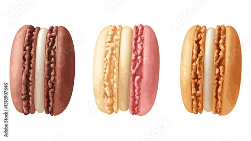 Vector set of french macaroon dessert macaron pastry illustration set isolated on white background