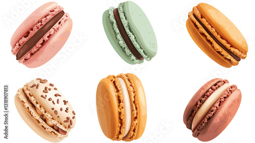 Vector set of french macaroon dessert macaron pastry illustration set isolated on white background