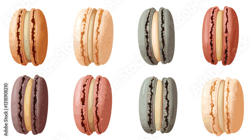 Vector set of french macaroon dessert macaron pastry illustration set isolated on white background