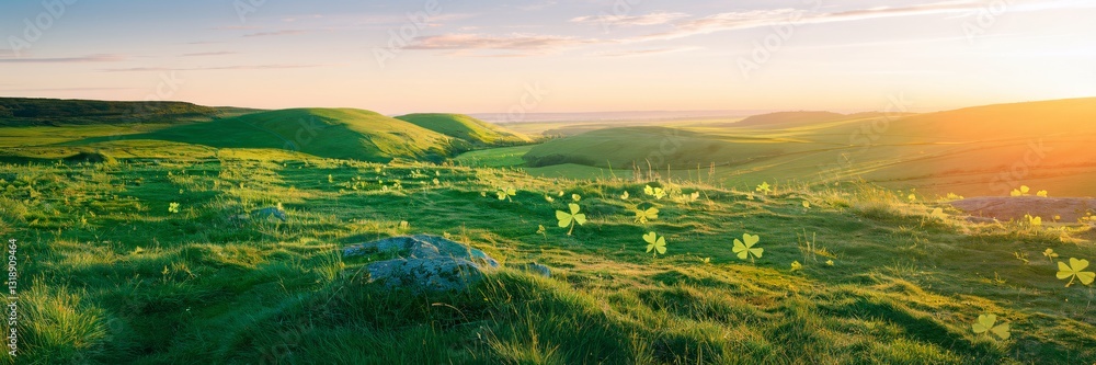 Obraz premium Lush Irish Hills at Sunrise