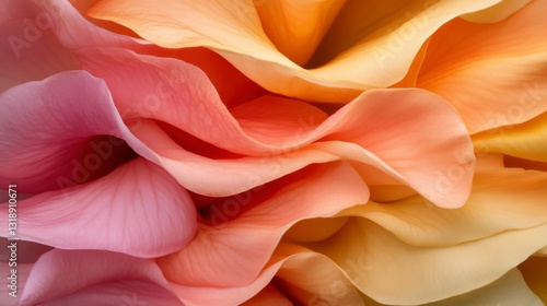 Petal Paradise: A close-up capture of layers upon layers of vibrant, gradient petals showcasing a spectrum of soft oranges, warm yellows, and gentle pinks.