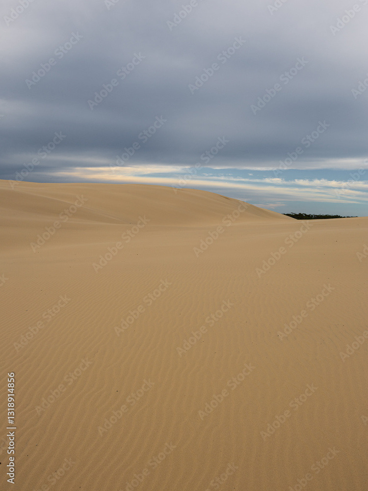 Beautiful sand dune landscape with cloudy sky. Beautiful sand dune landscape with cloudy sky.