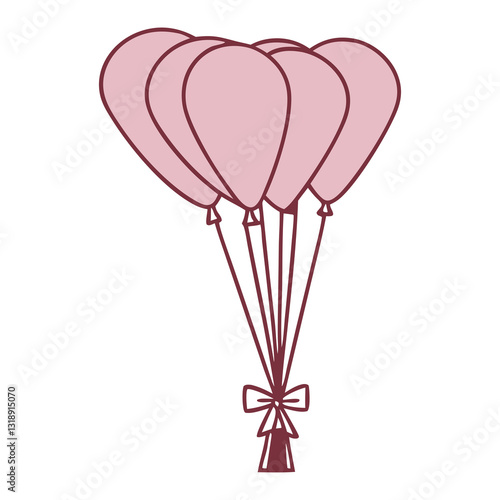 soft pink heart balloons illustration transparent png. minimalist heart-shaped balloon cluster. whimsical pink balloon design.