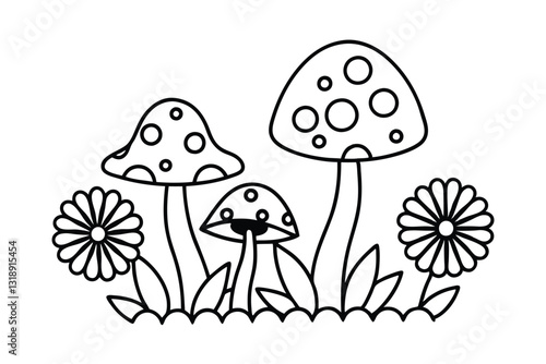 mushrooms on a grass