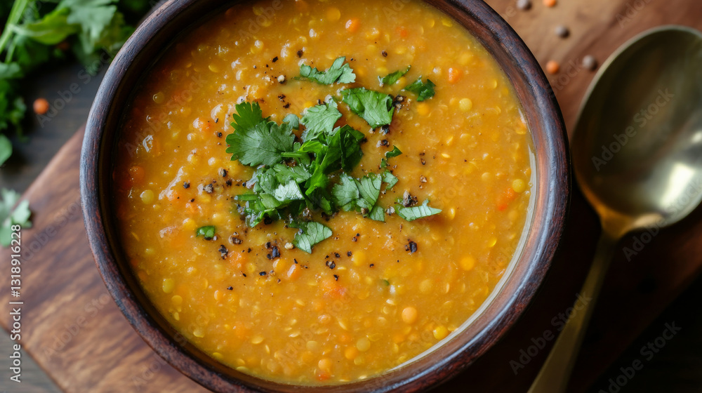 Traditional Middle Eastern red lentil soup, packed with bold flavors and comforting warmth Traditional Middle Eastern red lentil soup, packed with bold flavors and comforting warmth