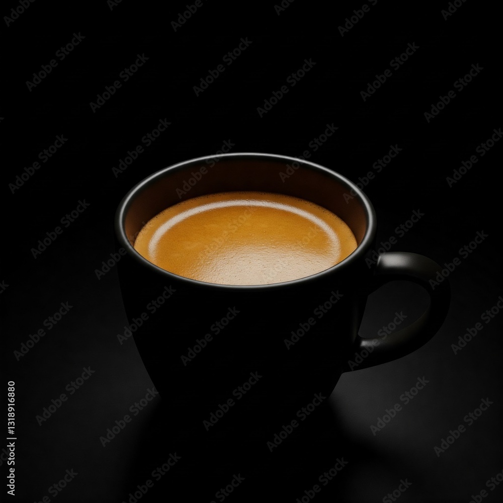 Fototapeta premium A dark espresso cup against a black backdrop, creating a monochrome effect.